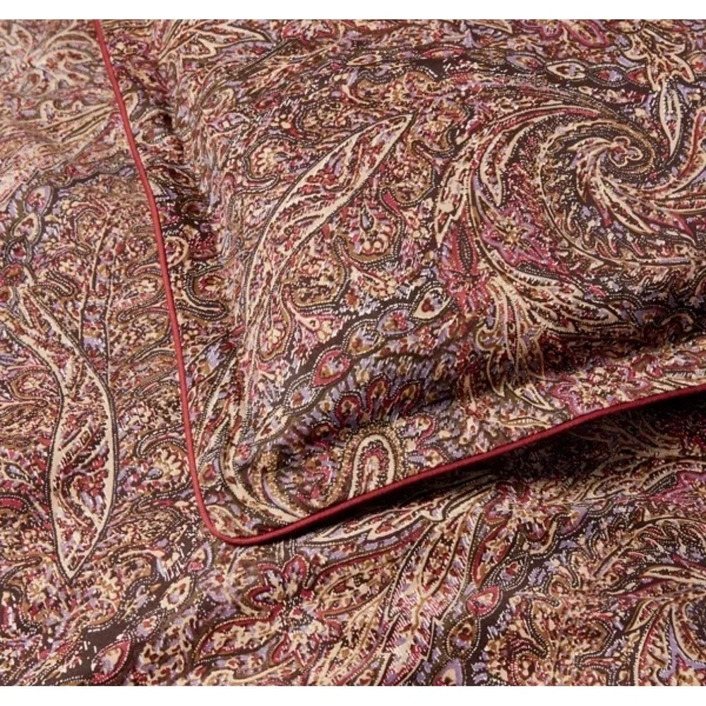 Ralph‎ Lauren Hallie Full/Queen Duvet Cover Set Tan Burgundy Paisley 3pc NEW